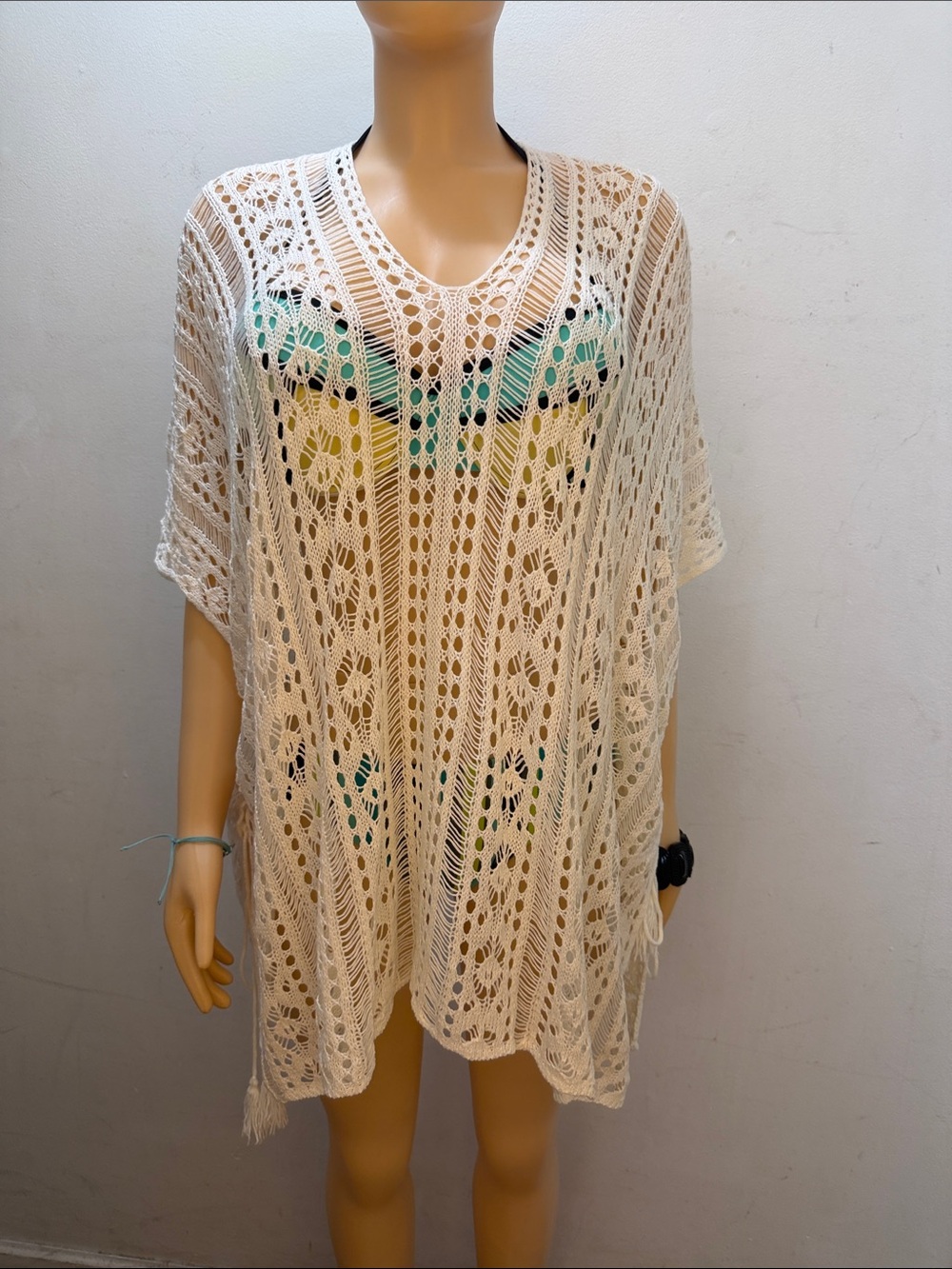 Women’s White Crochet Beach Cover-Up Tunic